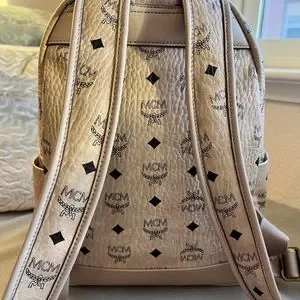 MCM | Bags | Mcm Beige Coated Canvas Medium Studded Backpack 